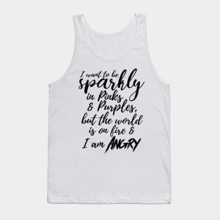 I want to be Sparkly - Black text Tank Top